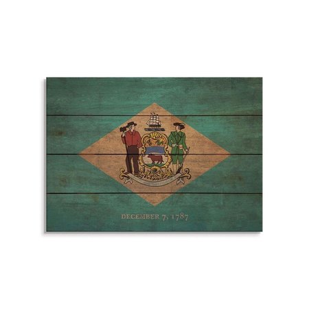 WILE E. WOOD 20 x 14 in. Delaware State Flag Wood Art FLDE-2014